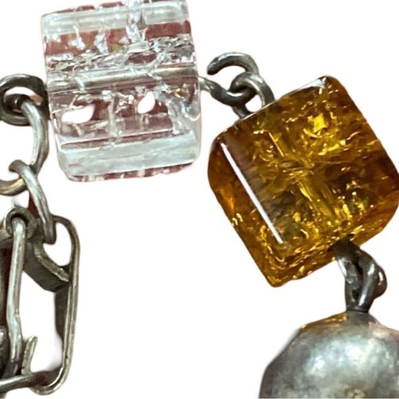 Cubed Square Sterling Silver Fold Over Clasp Bracelet - Picture 6 of 14